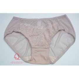 [預購]  蕾絲無鋼圈深V胸圍配襯褲 - 豆沙粉