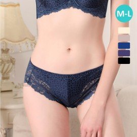 [現貨]  蕾絲深 V 鋼圈胸圍配襯褲 - 深藍色