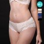 [現貨]  蕾絲深 V 鋼圈胸圍配襯褲 - 膚色