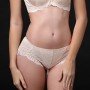 [現貨]  蕾絲深 V 鋼圈胸圍配襯褲 - 膚色