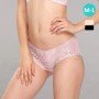 [現貨]  蕾絲深 V 鋼圈胸圍配襯褲 - 膚色