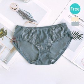 [現貨]  蕾絲軟鋼圈胸圍配襯褲 - 灰色