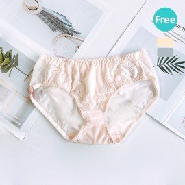 [現貨]  蕾絲軟鋼圈胸圍配襯褲 - 膚色