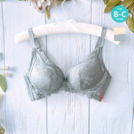 [現貨]  蕾絲無鋼圈胸圍 - 灰色