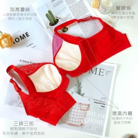 [In Stock]  Lace Soft-wired Bra - Red
