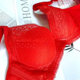 [In Stock]  Lace Soft-wired Bra - Red