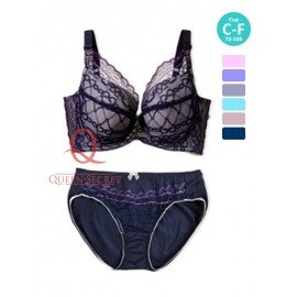 [預購]  蕾絲鋼圈胸圍 - 藍色     [配褲須加購]