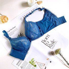 [In Stock]  Lace Soft-wired Bra - Blue