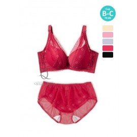 [預購]  深低脊心深V柔紗Push Up胸圍 - 紅色     [配褲須加購]