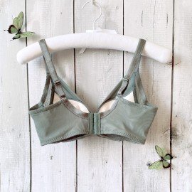 [預購]  深低脊心深V柔紗Push Up胸圍 - 綠色     [配褲須加購]