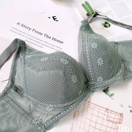 [預購]  深低脊心深V柔紗Push Up胸圍 - 綠色     [配褲須加購]