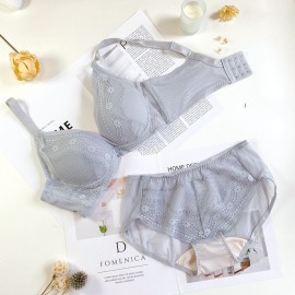 [Pre-Order]  Lace Wire Push-Up Bra - Grey
