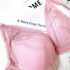 [預購]  深低脊心深V柔紗Push Up胸圍 - 粉紅色     [配褲須加購]