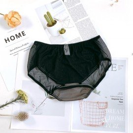 [預購]  深低脊心深V柔紗Push Up胸圍配襯褲 - 黑色