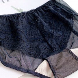 [預購]  深低脊心深V柔紗Push Up胸圍配襯褲 - 黑色