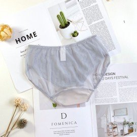[預購]  深低脊心深V柔紗Push Up胸圍配襯褲 - 灰色