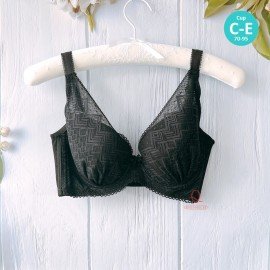 [現貨]  蕾絲鋼圈絲棉薄杯胸圍 - 黑色     [配褲須加購]