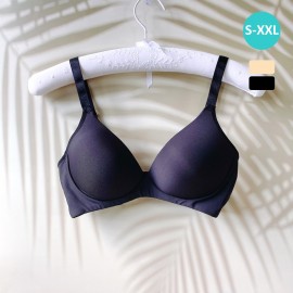 [In Stock]  Plain Wireless Bra - Black