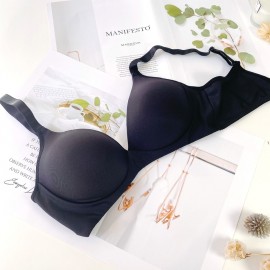 [In Stock]  Plain Wireless Bra - Black