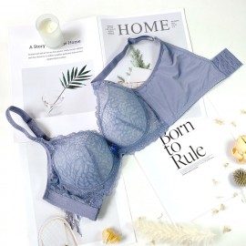 [In Stock]  Soft-wired Lace Bra - Blue