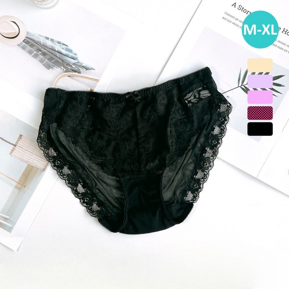 [現貨]  蕾絲軟鋼圈碳纖維胸圍配襯褲 - 黑色