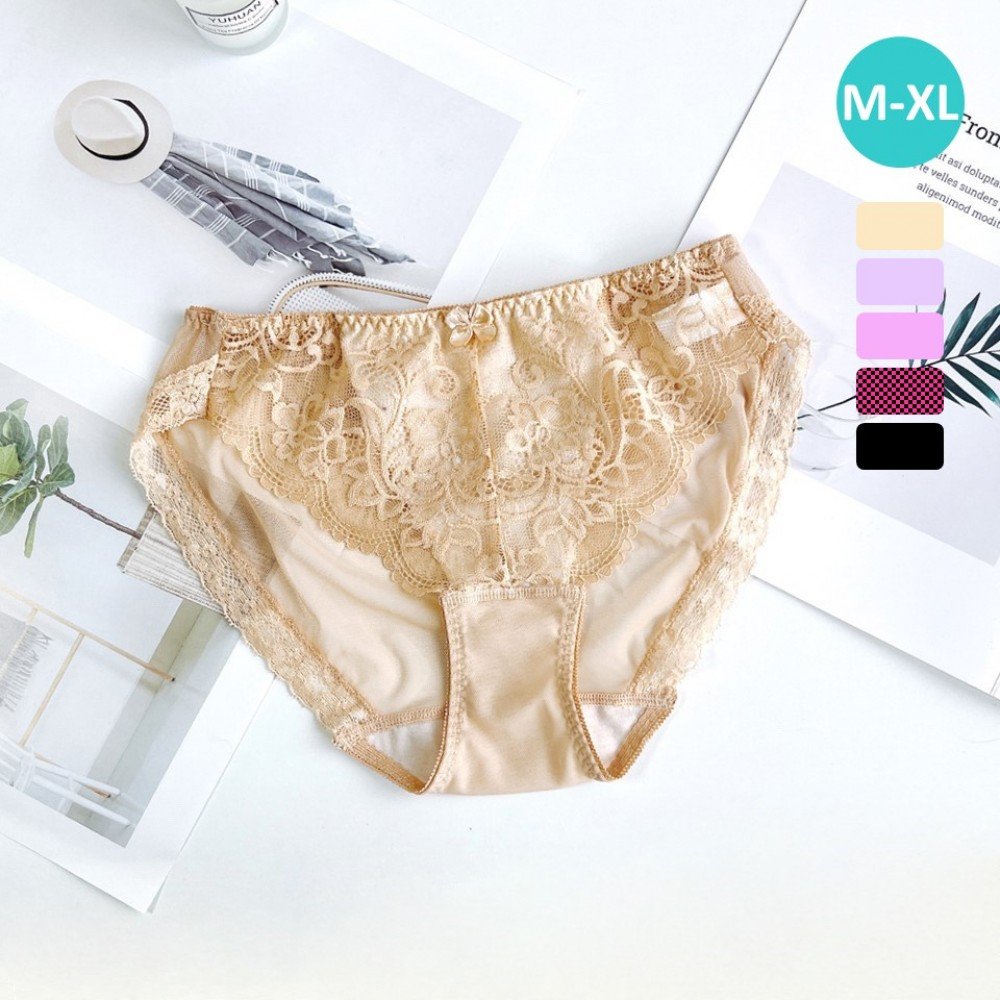 [現貨]  蕾絲軟鋼圈碳纖維胸圍配襯褲 - 膚色