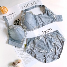 [In Stock]  Soft-wired Lace Bra - Grey
