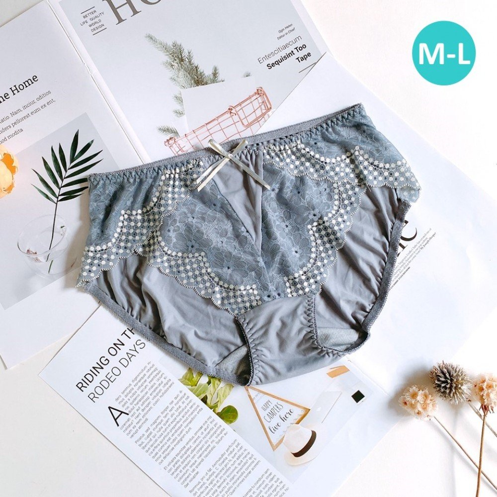 [現貨]  低脊深V美背軟鋼圈蕾絲胸圍襯褲 - 灰色