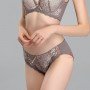 [現貨]  蕾絲軟鋼圈胸圍配襯褲 - 可可色