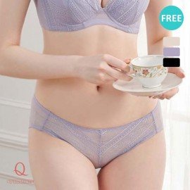 [預購] 隱月牙提托 機能型鋼圈胸圍配褲 - 紫色