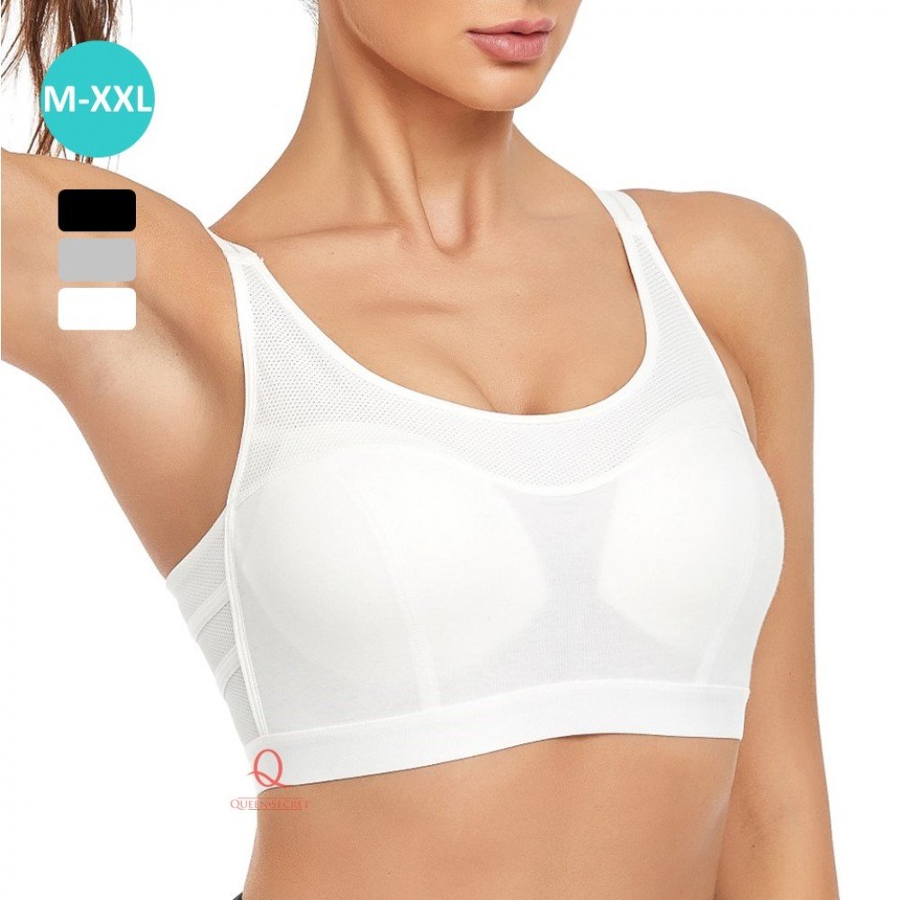 [現貨]  鏤空背扣式運動胸圍 - 白色