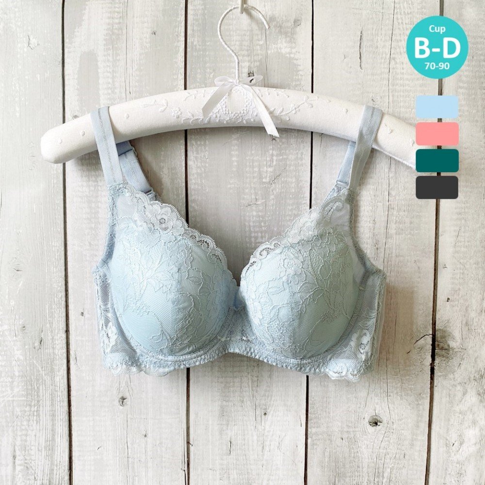[In Stock]  Lace Push-Up Bra - Mist Blue