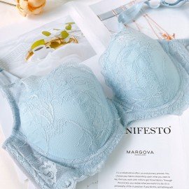 [In Stock]  Lace Push-Up Bra - Mist Blue