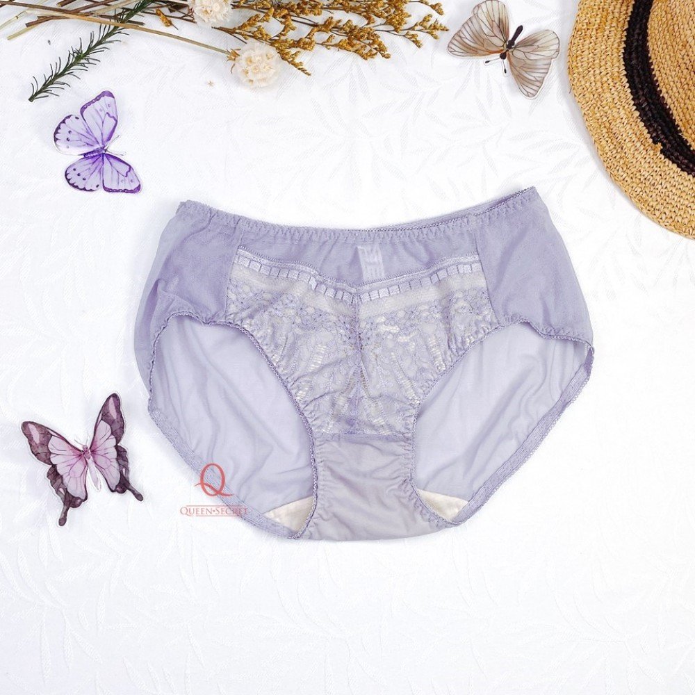 [預購]  蕾絲無鋼圈深V胸圍配襯褲 - 紫色