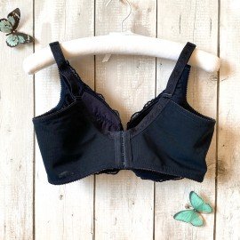 [預購]  大罩杯蕾絲鋼圈胸圍 - 深藍色     [配褲須加購]