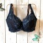 [預購]  大罩杯蕾絲鋼圈胸圍 - 深藍色     [配褲須加購]